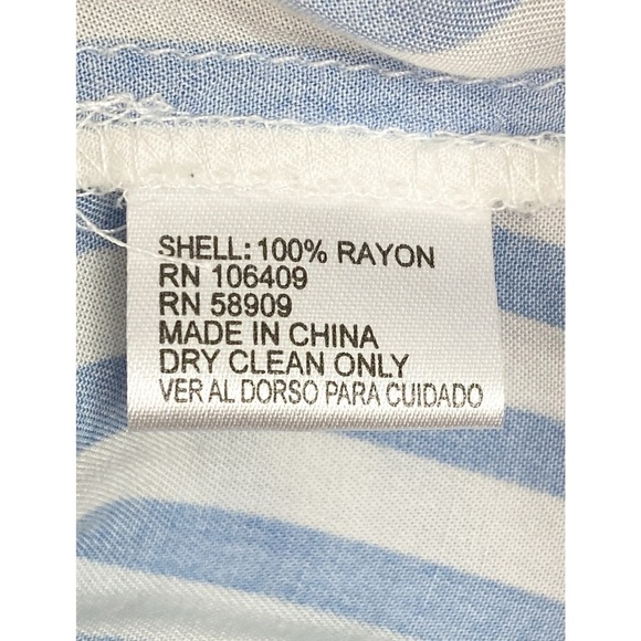 Gianni Bini Embroidered Peasant Blouse L Blue Boho Off the Shoulder Stripe Beach - Picture 9 of 9